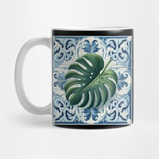 Classic Delft Tile With Monstera Leaf No.2 Mug